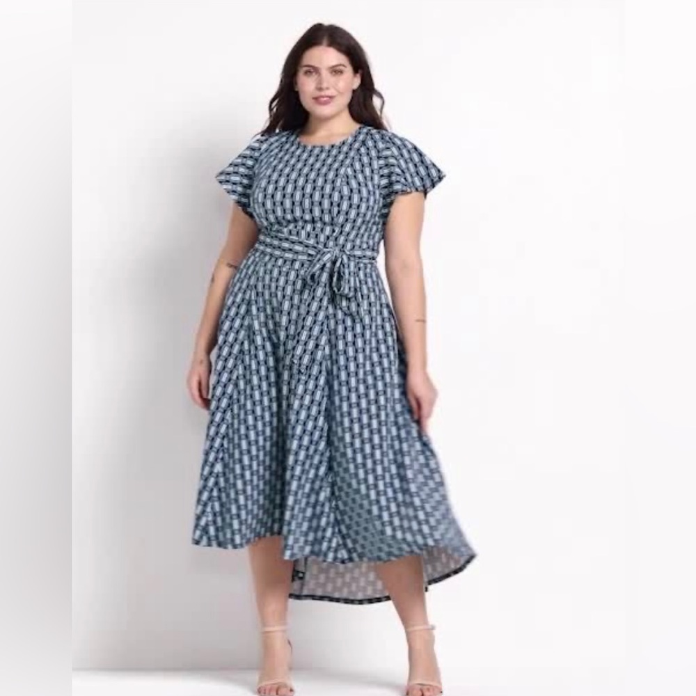 NEW Lena Geometric Print Midi Dress by Lane Bryant